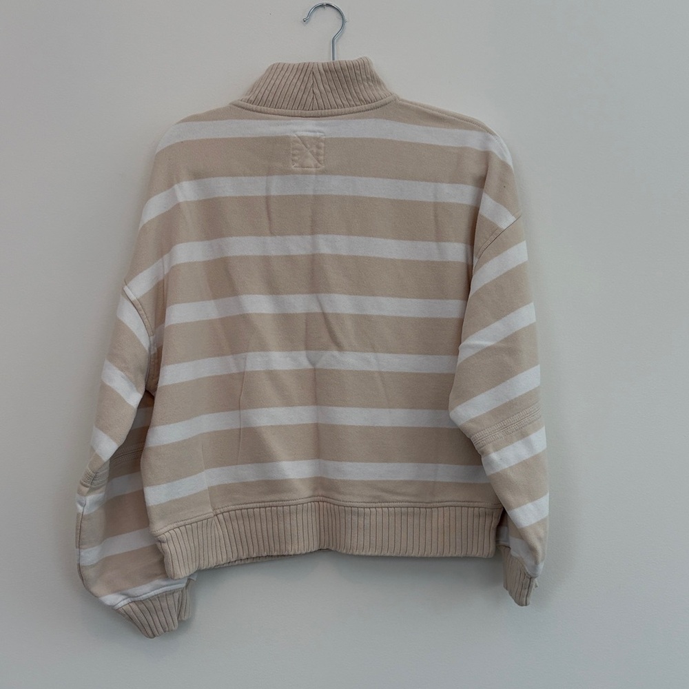 aerie Cream Textured Sweater with Navy Logo - Picture 3 of 4